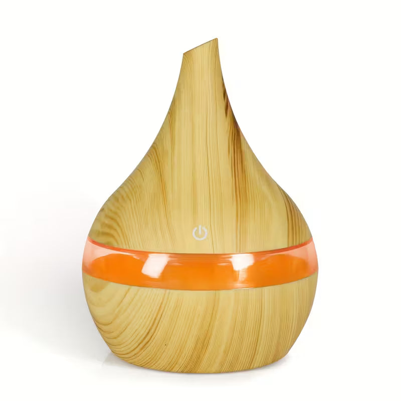 Home USB Mushroom Humidifier & Indoor Diffuser – 300ml Capacity, 7 LED Lights, Wood Grain Design