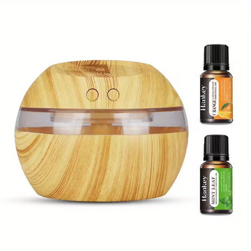 300ml / 10oz USB Humidifier & Aromatherapy Diffuser – Wood Grain Design with Touch Control & Night Light