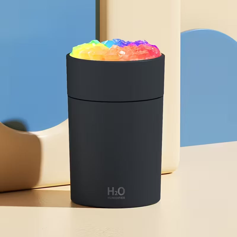 USB Humidifier & Aromatherapy Diffuser with Color-Changing Lamp – White Base with Rainbow Lighting