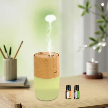 Wood Grain Aroma Diffuser with 7 Colors & Dual Mist Modes – USB Powered Ultrasonic Cool Mist