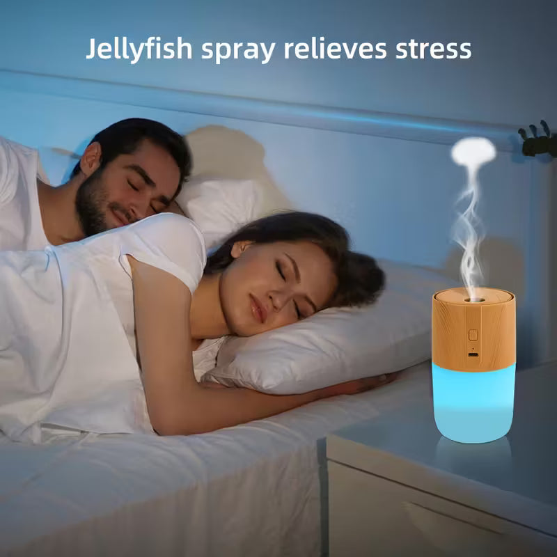 Wood Grain Aroma Diffuser with 7 Colors & Dual Mist Modes – USB Powered Ultrasonic Cool Mist