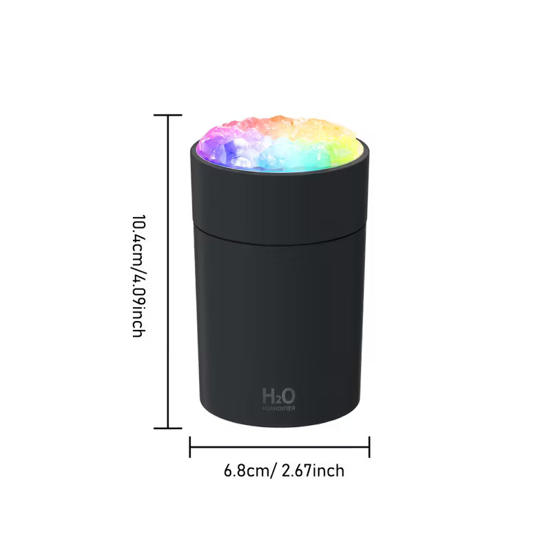 USB Humidifier & Aromatherapy Diffuser with Color-Changing Lamp – White Base with Rainbow Lighting